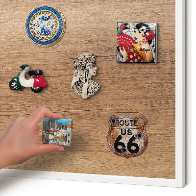 Tablero magnético metálico para souvenirs en color blanco Textura de madera