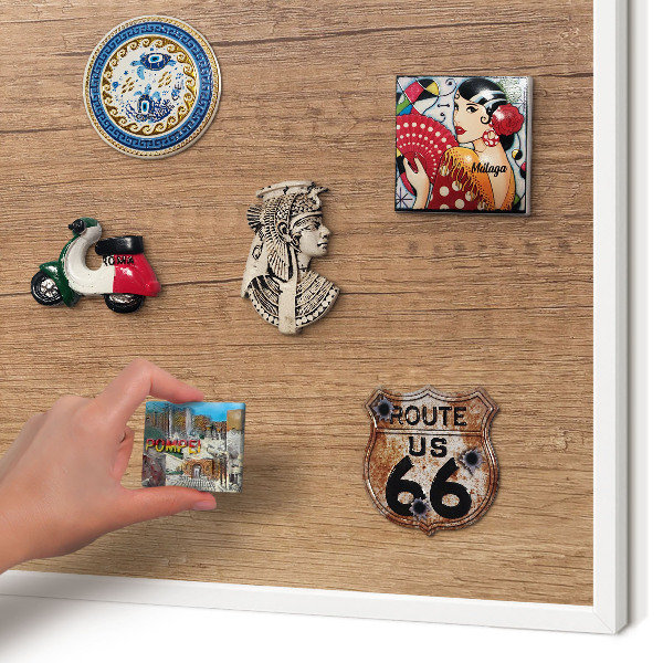 Tablero magnético metálico para souvenirs en color blanco Textura de madera
