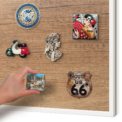 Tablero magnético metálico para souvenirs en color blanco Textura de madera