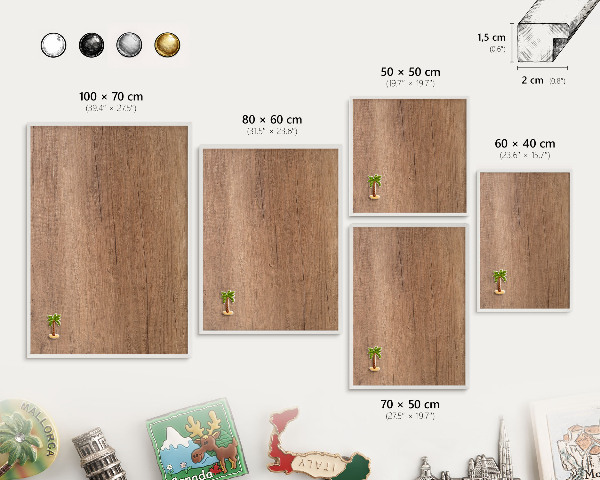 Tablero magnético metálico para souvenirs en color blanco Textura de madera