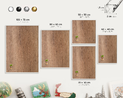 Tablero magnético metálico para souvenirs en color blanco Textura de madera