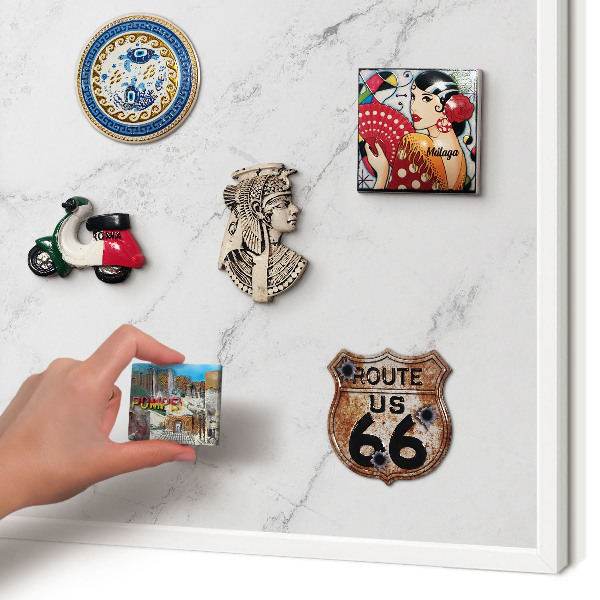 Tablero magnético de pared para imanes con marco blanco Patrón de mármol