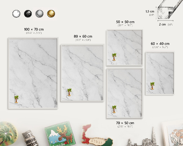 Tablero magnético de pared para imanes con marco blanco Patrón de mármol