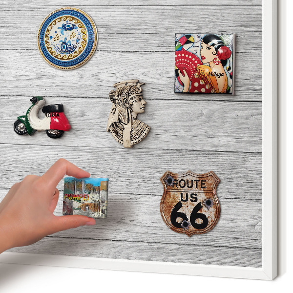 Tablero magnético de pared para imanes con marco blanco Textura de madera