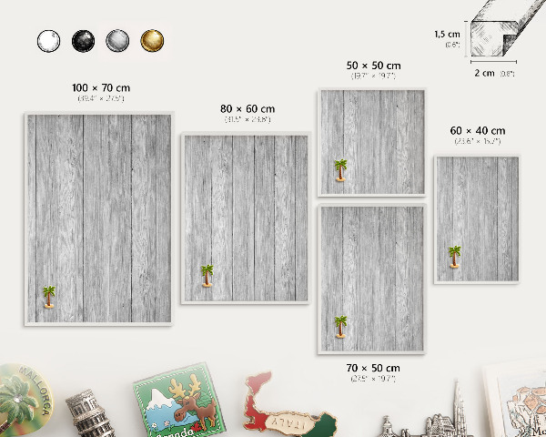 Tablero magnético de pared para imanes con marco blanco Textura de madera
