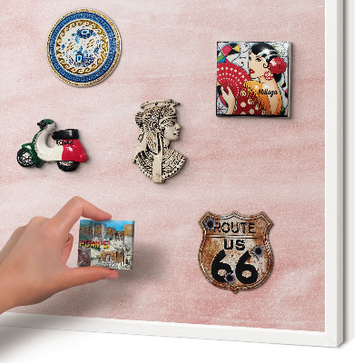 Tablero magnético de pared para imanes con marco blanco Textura rosa