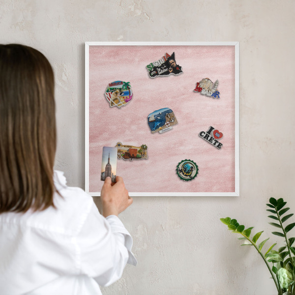 Tablero magnético de pared para imanes con marco blanco Textura rosa
