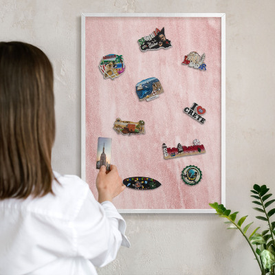 Tablero magnético de pared para imanes con marco blanco Textura rosa