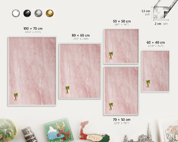 Tablero magnético de pared para imanes con marco blanco Textura rosa