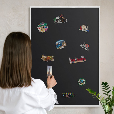 Tablero magnético de pared para imanes con marco blanco Negro