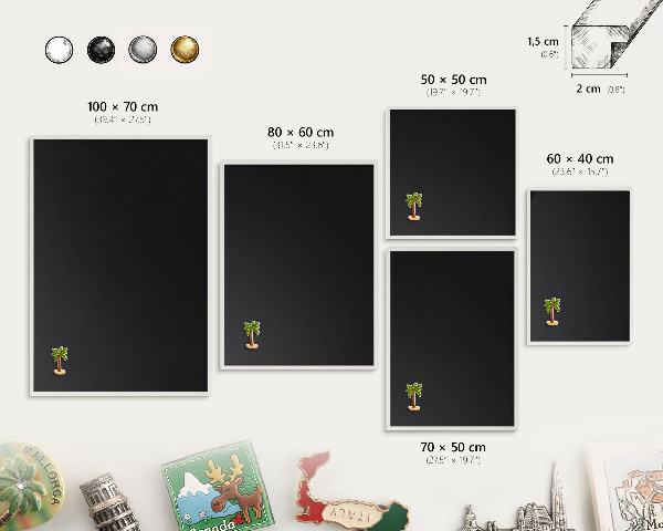 Tablero magnético de pared para imanes con marco blanco Negro