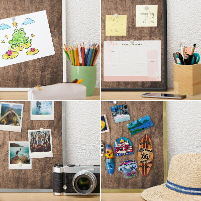 Tablero magnético de pared para imanes con marco blanco Textura de madera