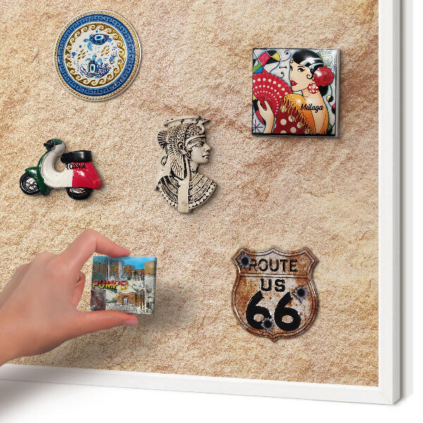 Tablero magnético metálico para souvenirs en color blanco Textura de piedra