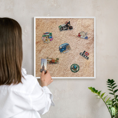 Tablero magnético metálico para souvenirs en color blanco Textura de piedra