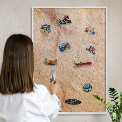 Tablero magnético metálico para souvenirs en color blanco Textura de piedra