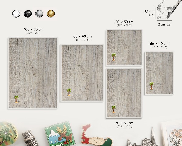 Tablero magnético de pared para imanes con marco blanco Textura de madera