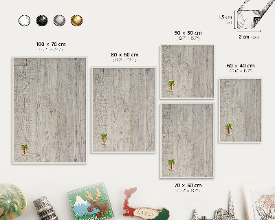 Tablero magnético de pared para imanes con marco blanco Textura de madera