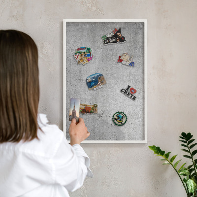 Tablero magnético metálico para souvenirs en color blanco Minimalismo concreto