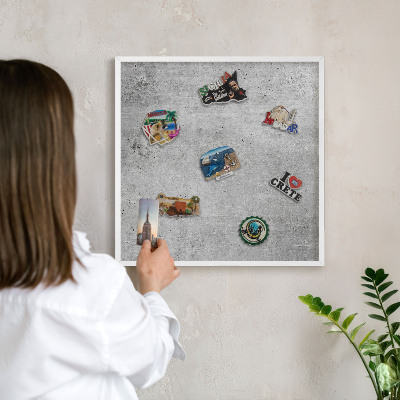 Tablero magnético metálico para souvenirs en color blanco Minimalismo concreto