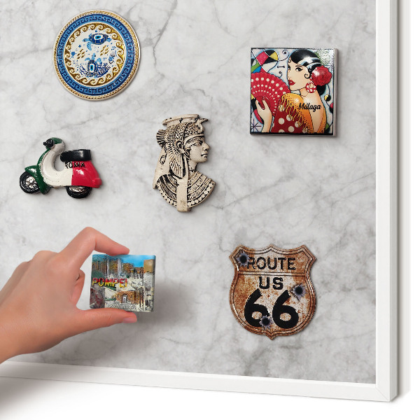 Tablero magnético de pared para imanes con marco blanco Mármol gris