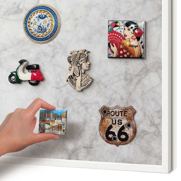 Tablero magnético de pared para imanes con marco blanco Mármol gris