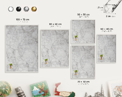 Tablero magnético de pared para imanes con marco blanco Mármol gris