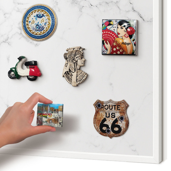 Tablero magnético de pared para imanes con marco blanco Patrón de mármol