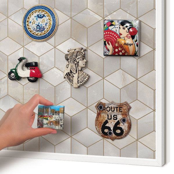 Tablero magnético metálico para souvenirs en color blanco Fondo cúbico