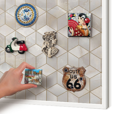 Tablero magnético metálico para souvenirs en color blanco Fondo cúbico