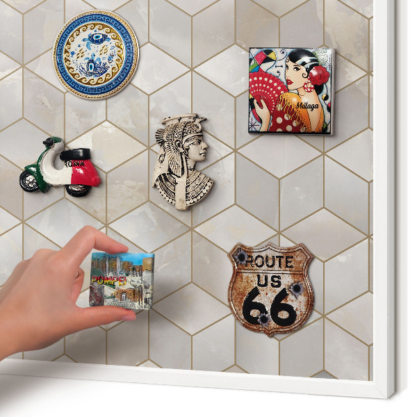 Tablero magnético metálico para souvenirs en color blanco Fondo cúbico
