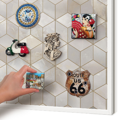 Tablero magnético metálico para souvenirs en color blanco Fondo cúbico