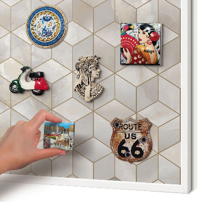 Tablero magnético metálico para souvenirs en color blanco Fondo cúbico