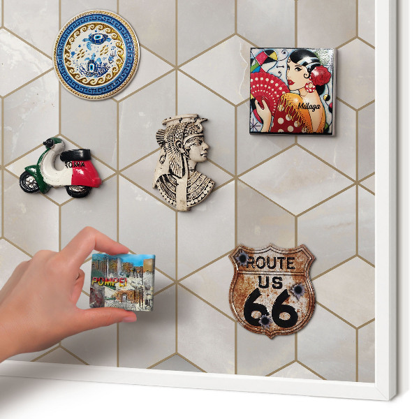 Tablero magnético metálico para souvenirs en color blanco Fondo cúbico