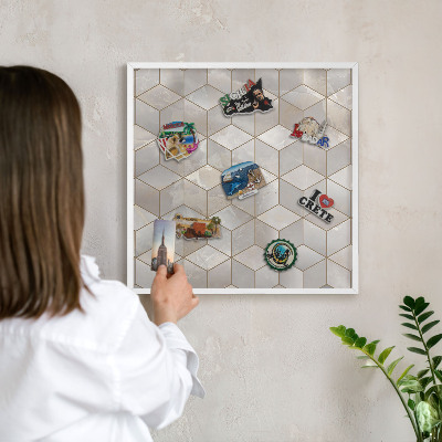 Tablero magnético metálico para souvenirs en color blanco Fondo cúbico