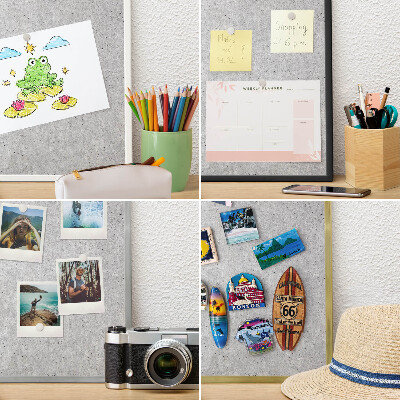 Tablero magnético de pared para imanes con marco blanco Textura gris