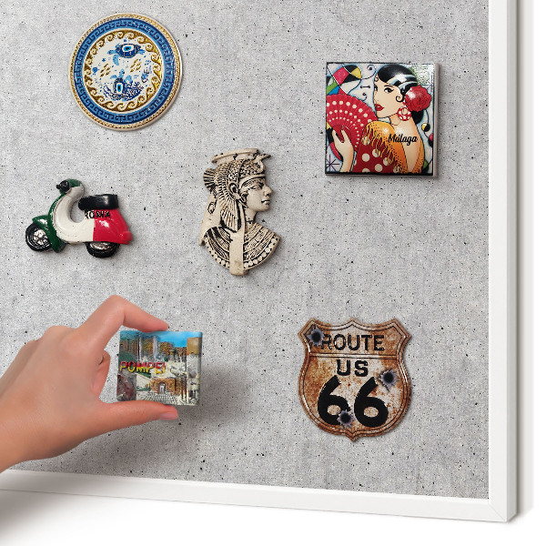 Tablero magnético de pared para imanes con marco blanco Textura gris