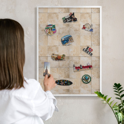 Tablero magnético de pared para imanes con marco blanco Elegancia neutral