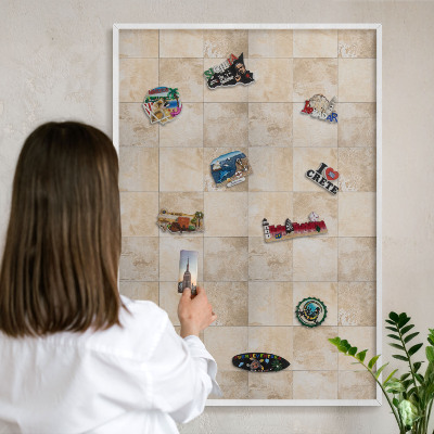 Tablero magnético de pared para imanes con marco blanco Elegancia neutral