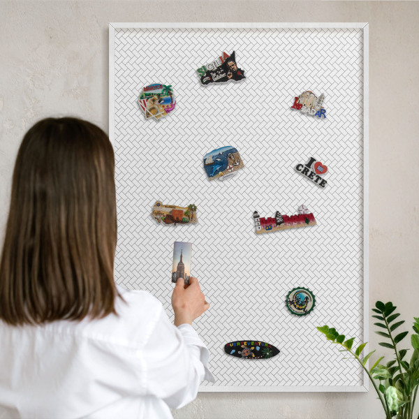 Tablero magnético de pared para imanes con marco blanco Espiga blanca