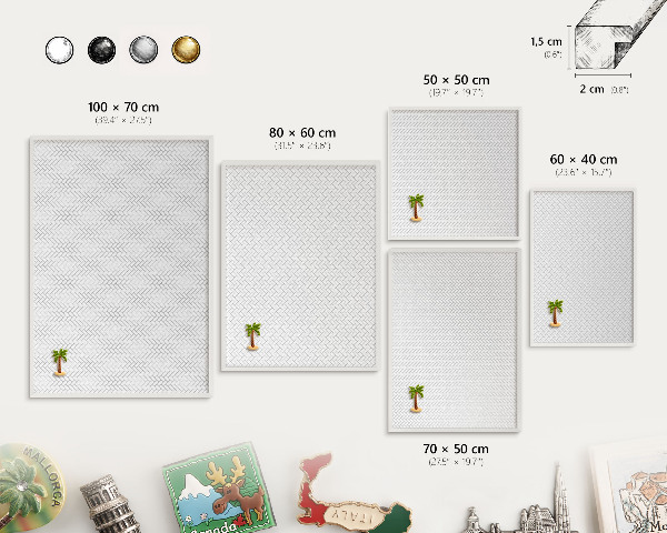Tablero magnético de pared para imanes con marco blanco Espiga blanca