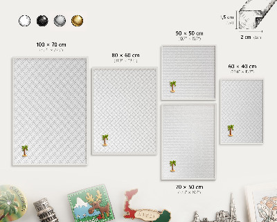 Tablero magnético de pared para imanes con marco blanco Espiga blanca
