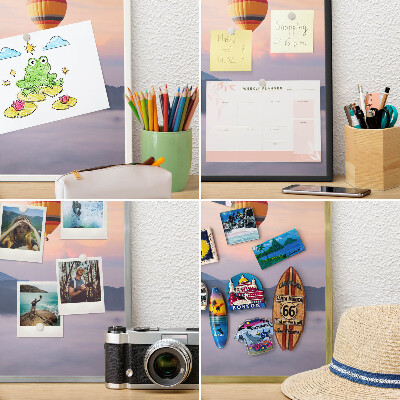 Tablero magnético metálico para souvenirs en color blanco Viaje por el cielo