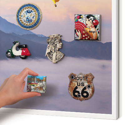 Tablero magnético metálico para souvenirs en color blanco Viaje por el cielo