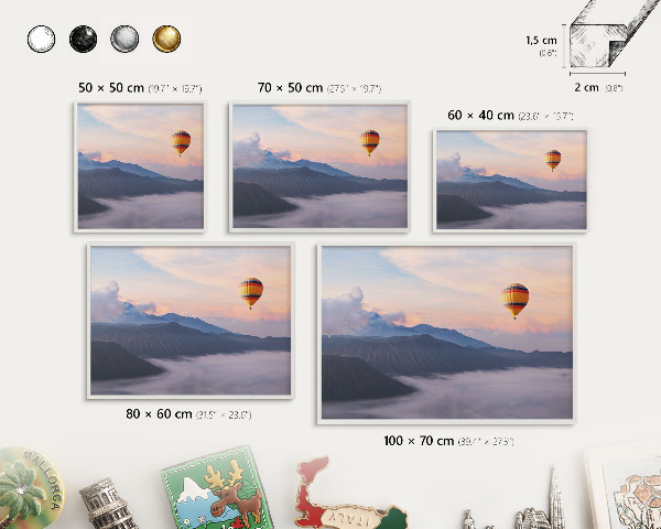 Tablero magnético metálico para souvenirs en color blanco Viaje por el cielo