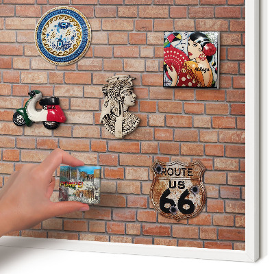 Tablero magnético metálico para souvenirs en color blanco Muro de ladrillo