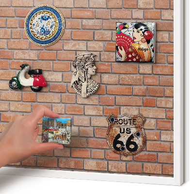 Tablero magnético metálico para souvenirs en color blanco Muro de ladrillo