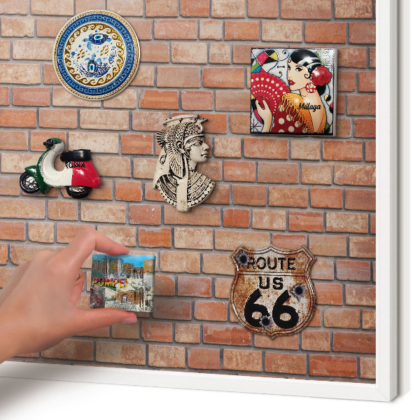 Tablero magnético metálico para souvenirs en color blanco Muro de ladrillo