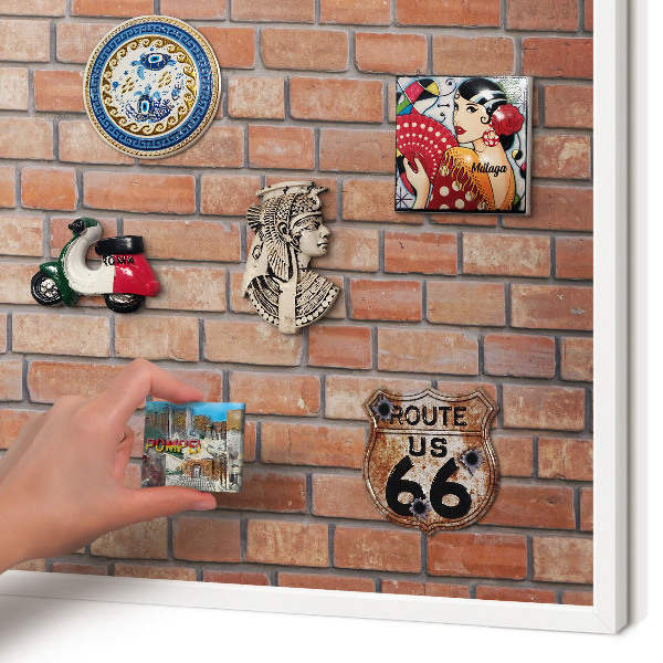 Tablero magnético metálico para souvenirs en color blanco Muro de ladrillo