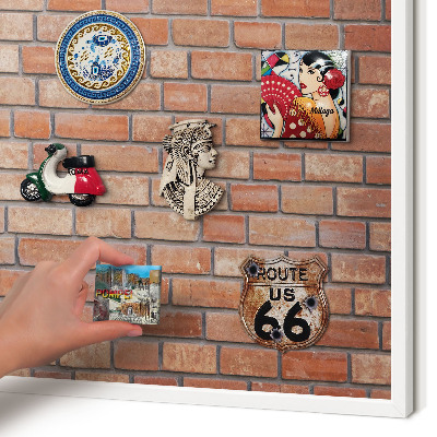 Tablero magnético metálico para souvenirs en color blanco Muro de ladrillo
