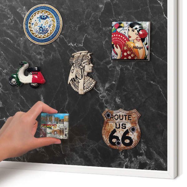 Tablero magnético de pared para imanes con marco blanco Elegancia del mármol